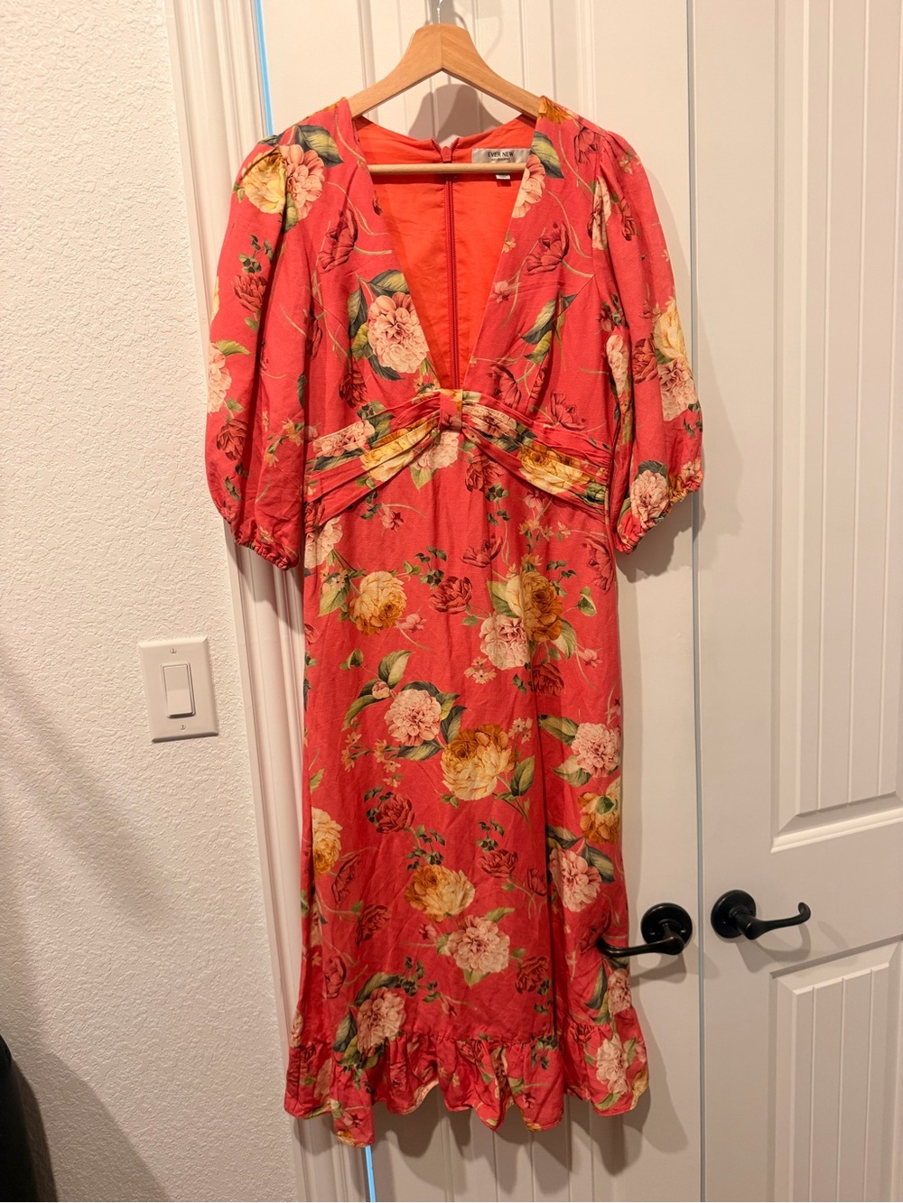 Ever New Coral Floral V-Neck Midi Dress